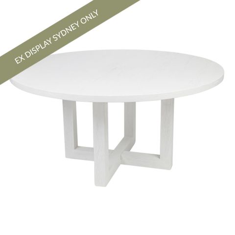 Leeton Oak Round Dining Table - 1.5m White - OUTLET NSW