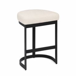 Brooke Black Kitchen Stool - Natural Linen - OUTLET NSW