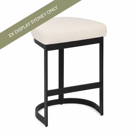 Brooke Black Kitchen Stool - Natural Linen - OUTLET NSW