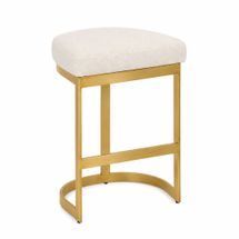 Brooke Gold Bar Stool - Natural Linen - OUTLET NSW
