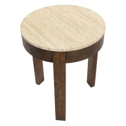 Oliver Travertine Side Table - Large Brown - OUTLET NSW