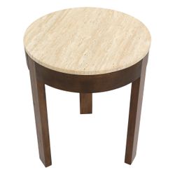 Oliver Travertine Side Table - Large Brown - OUTLET NSW