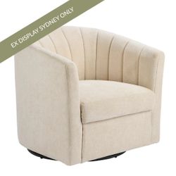 Cadman Swivel Arm Chair - Fawn Chenille - OUTLET NSW