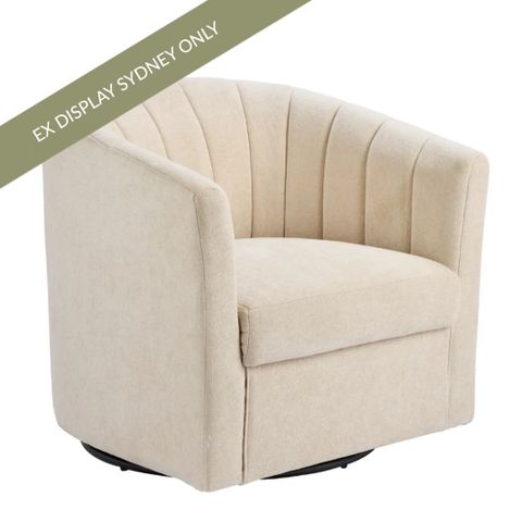 Cadman Swivel Arm Chair - Fawn Chenille - OUTLET NSW