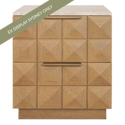 Benedict Natural Oak Bedside Table - Travertine - OUTLET NSW