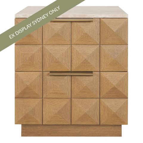 Benedict Natural Oak Bedside Table - Travertine - OUTLET NSW