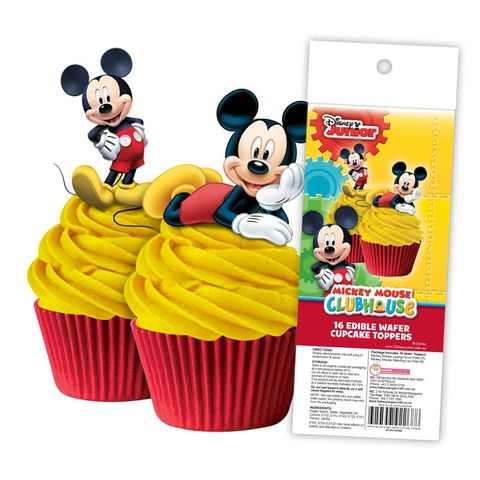 MICKEY MOUSE EDIBLE WAFER CUPCAKE TOPPERS - 16 PIECE PACK | B/B 1/1/25