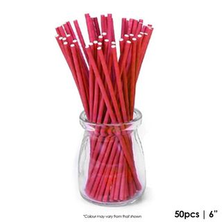 CAKE CRAFT | 6 INCH LOLLIPOP STICKS | RED | PACK OF 50