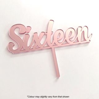 NUMBER SIXTEEN | ROSE GOLD MIRROR | ACRYLIC CAKE TOPPER