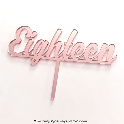 NUMBER EIGHTEEN | ROSE GOLD MIRROR | ACRYLIC CAKE TOPPER