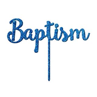 BAPTISM BLUE GLITTER ACRYLIC CAKE TOPPER