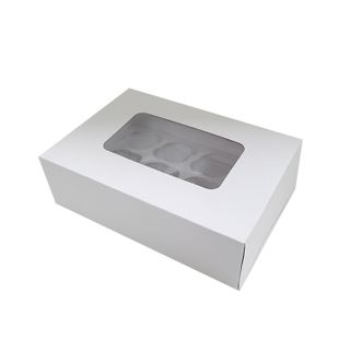 DISPLAY CUPCAKE BOX | 12 HOLES | MINI | WHITE | UNCOATED CARDBOARD