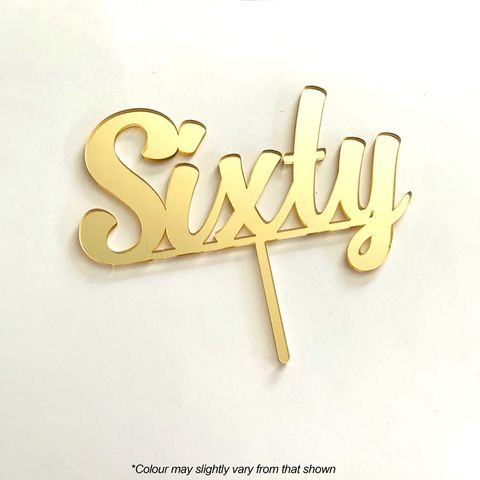 NUMBER SIXTY GOLD MIRROR ACRYLIC CAKE TOPPER