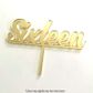 NUMBER SIXTEEN GOLD MIRROR ACRYLIC CAKE TOPPER