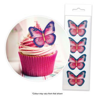 CAKE CRAFT | PINK & PURPLE BUTTERFLY | WAFER TOPPERS | PACKET OF 16