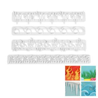 WAVES | FIRE | ICE | GRASS | IMPRESSION CUTTER SET | 4 PIECES