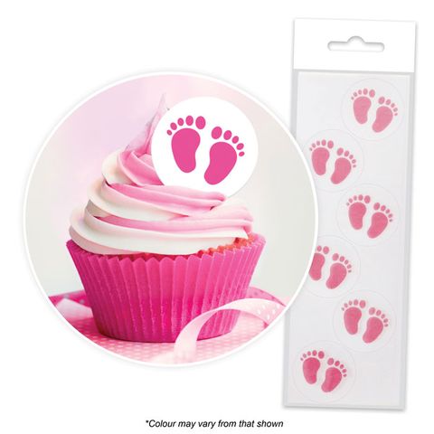 CAKE CRAFT | PINK BABY FEET | WAFER TOPPERS | PACKET OF 24 | B/B 31/12/24