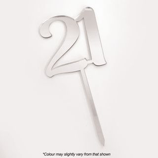 CAKE CRAFT | #21 | 9CM | SILVER MIRROR | ACRYLIC CAKE TOPPER