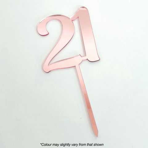 CAKE CRAFT | #21 | 9CM | ROSE GOLD MIRROR | ACRYLIC CAKE TOPPER