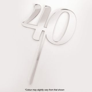 CAKE CRAFT | #40 | 9CM | SILVER MIRROR | ACRYLIC CAKE TOPPER