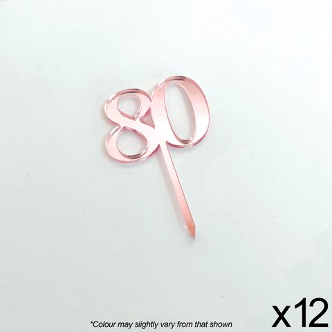 CAKE CRAFT | #80 | 3.5CM | ROSE GOLD MIRROR | ACRYLIC CUPCAKE TOPPER | 12 PACK