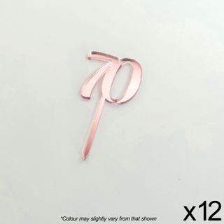 CAKE CRAFT | #70 | 3.5CM | ROSE GOLD MIRROR | ACRYLIC CUPCAKE TOPPER | 12 PACK