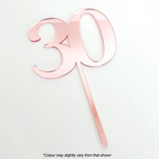 CAKE CRAFT | #30 | 9CM | ROSE GOLD MIRROR | ACRYLIC CAKE TOPPER