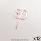 CAKE CRAFT | #30 | 3.5CM | ROSE GOLD MIRROR | ACRYLIC CUPCAKE TOPPER | 12 PACK