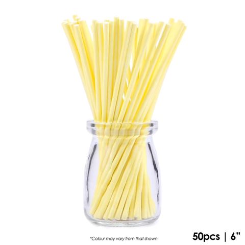 CAKE CRAFT | 6 INCH LOLLIPOP STICKS | YELLOW | PACK OF 50