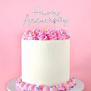 CAKE CRAFT | METAL TOPPER | HAPPY ANNIVERSARY | SILVER