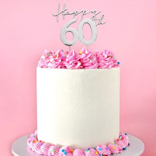 CAKE CRAFT | METAL TOPPER | HAPPY 60TH | SILVER