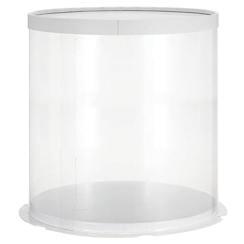 CLEAR TUBE CAKE BOX | 10X10X13 INCH | WHITE LID & BASE