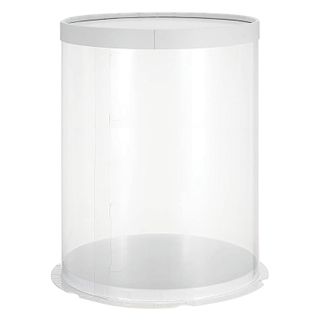 CLEAR TUBE CAKE BOX | 8X8X12 INCH | WHITE LID & BASE