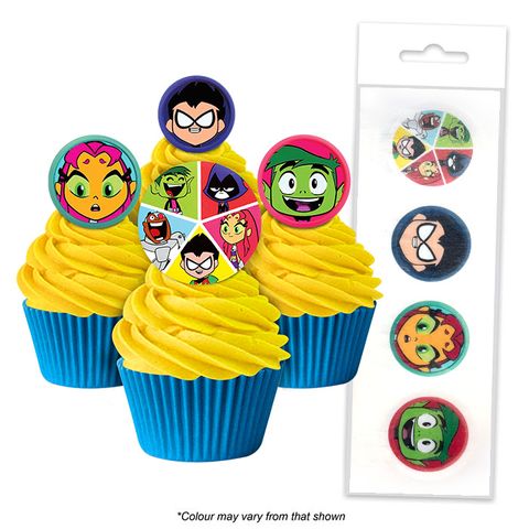 TEEN TITANS | EDIBLE WAFER CUPCAKE TOPPERS | 16 PIECE PACK