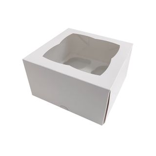 DISPLAY CUPCAKE BOX | 4 HOLES | STANDARD | 4 INCH HIGH | WHITE | PE COATED