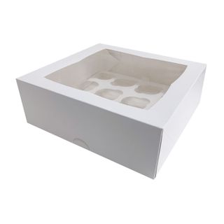 DISPLAY CUPCAKE BOX | 12 HOLES | STANDARD | 4 INCH HIGH | WHITE | PE COATED