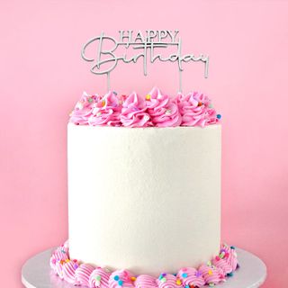 CAKE CRAFT | METAL TOPPER | HAPPY BIRTHDAY STYLE #2 | SILVER