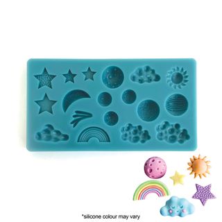 CLOUDS, MOON, MARS RAINBOW & STARS SILICONE MOULD