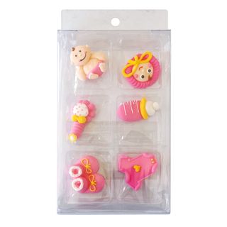 CHRISTENING ASSORTMENT BABY PINK | SUGAR DECORATIONS | 6 PIECE PACK | B/B 29/12/24