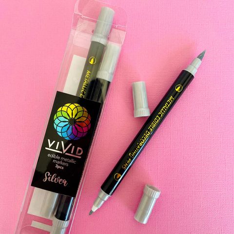 VIVID | EDIBLE METALLIC MARKERS | SILVER | 3PK