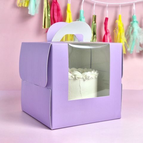 CAKE CRAFT | LILAC | 8.2X8.2X7.8 INCH | TOP HANDLE WINDOW CAKE BOX | RETAIL PACK