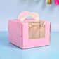 CAKE CRAFT | PINK | 5.3X5.3X4 INCH | TOP HANDLE WINDOW CAKE BOX | RETAIL PACK