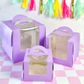 CAKE CRAFT | LILAC | 6.2X6.2X5.9 INCH | TOP HANDLE WINDOW CAKE BOX | RETAIL PACK