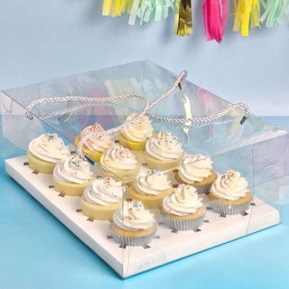 CAKE CRAFT | CLEAR CUPCAKE BOX WITH HANDLES | 12 HOLE INSERT | RETAIL PACK