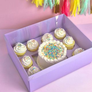 CAKE CRAFT | CLEAR LID | LILAC BENTO 8 HOLE CUPCAKE AND CAKE BOX | RETAIL PACK