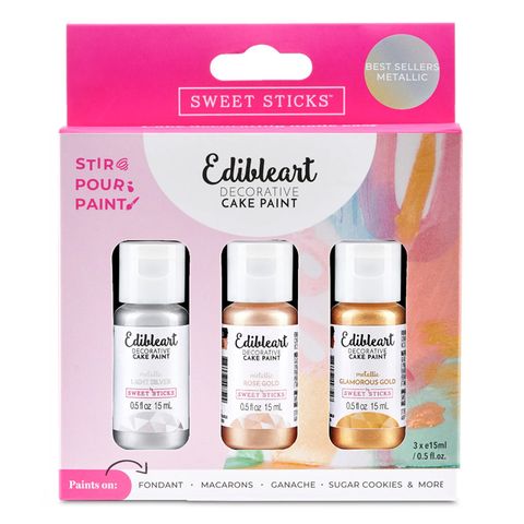 SWEET STICKS | BEST SELLER METALLIC EDIBLEART PAINT | 3 PACK |  15ML