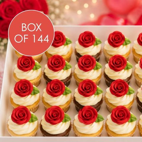 TINY RED ROSE AND LEAF | SUGAR FLOWERS | BOX OF 144
