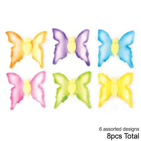 BUTTERFLY MEDIUM COLOURED | SUGAR DECORATIONS | BOX OF 8