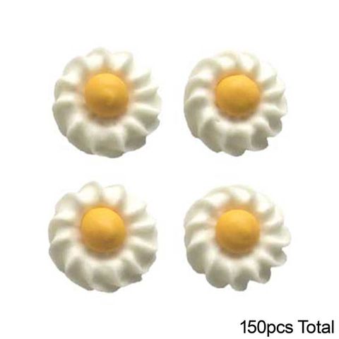 DAISY SWIRL SUGAR FLOWERS WHITE | BOX OF 150