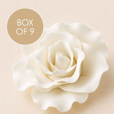 SINGLE ROSE LARGE WHITE | SUGAR FLOWERS | BOX OF 9
